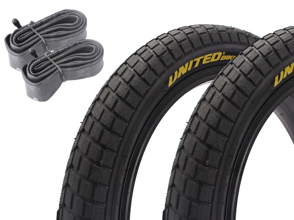 BMX tire set KHE UNITED 16 inch x 2.125 inch black + AV inner tube
