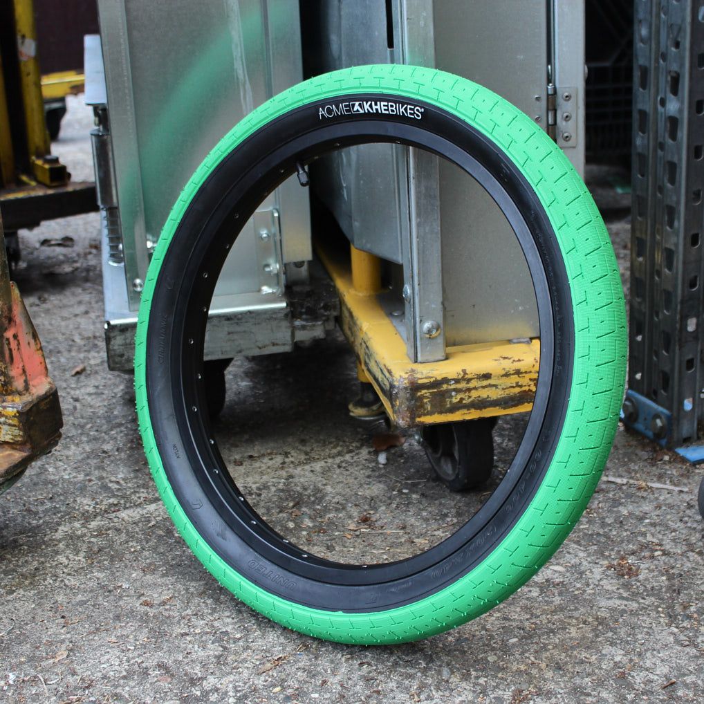 BMX tire set KHE ACME 20 inch x 2.40 inch green + AV inner tube