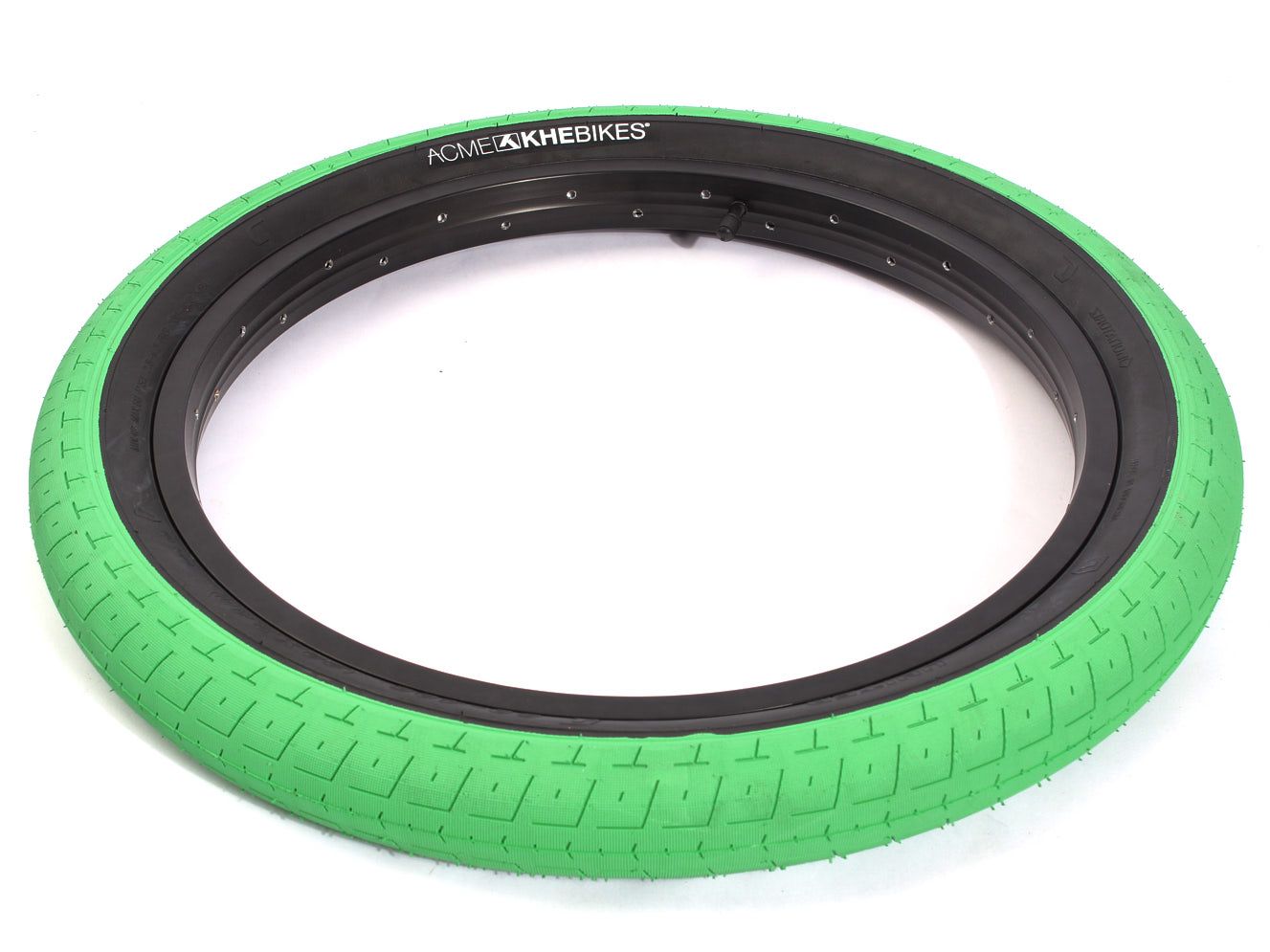 BMX tire set KHE ACME 20 inch x 2.40 inch green + AV inner tube