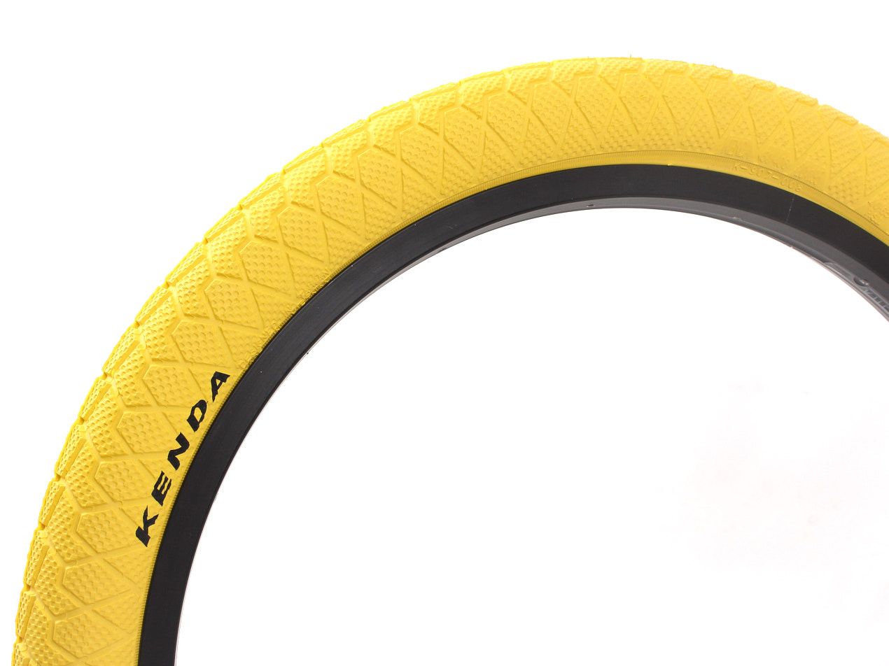 BMX tire set KENDA 20 inch x 1.95 inch yellow + AV inner tube
