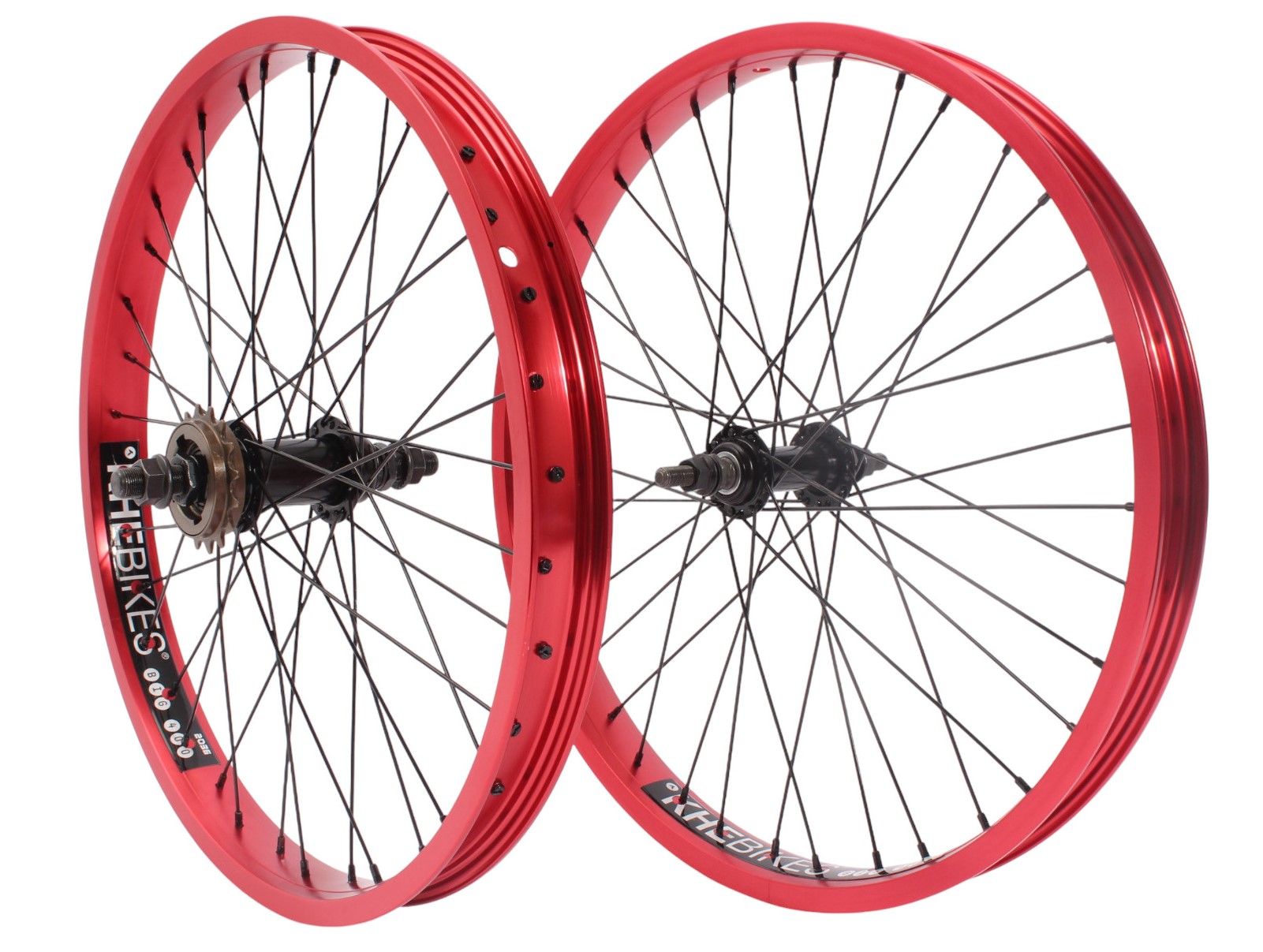 Jeu De Roues BMX KHE Prism 20" Aluminium 7005 Rouge - Largeur 38 Mm, Pignon 16T Roue Libre, Moyeu 36 Trous - Pour Rider Exigeant