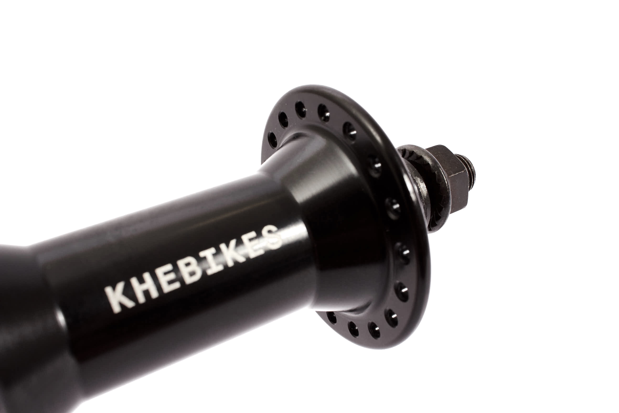 36 Loch Nabe in Schwarz mit KHEBikes Schriftzug 36 Loch Nabe in Schwarz mit KHEBikes Schriftzug