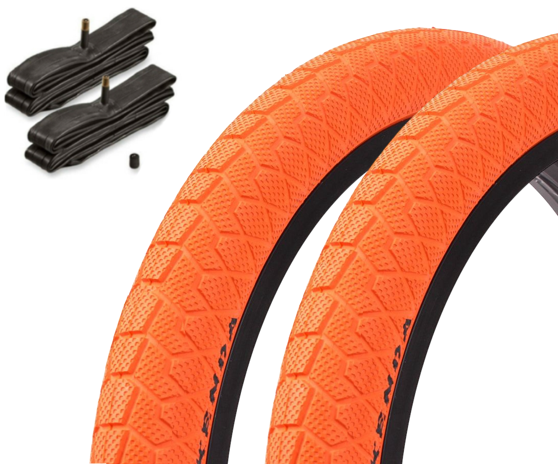 BMX tire set KENDA 20 inch x 1.95 inch orange + AV inner tube
