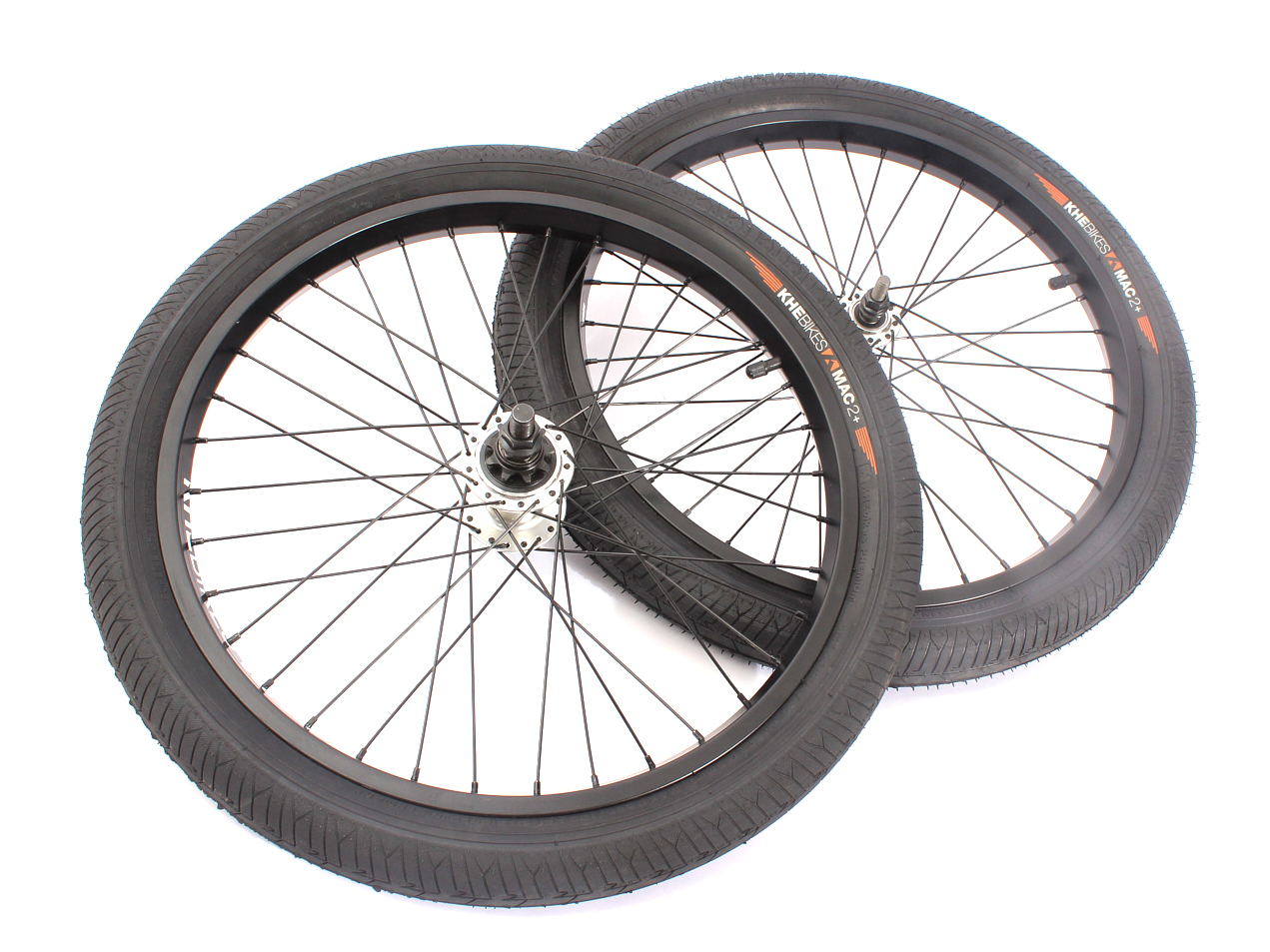 Jeu de roues BMX avec pneus KHE MAC2 20 pouces 14mm / 10mm S/B