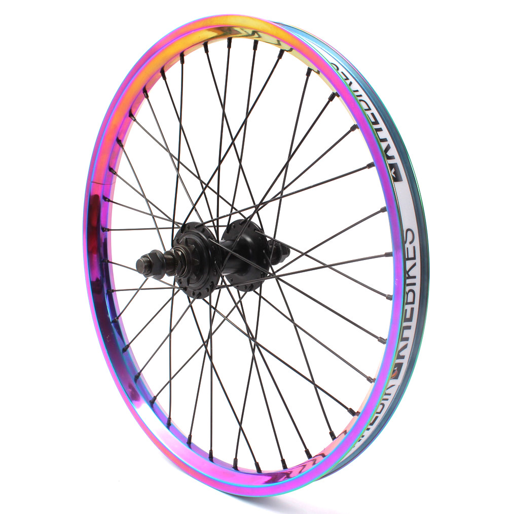 Oil Slick Hinterrad mit 36 Speichen und 9 Zahn Ritzel