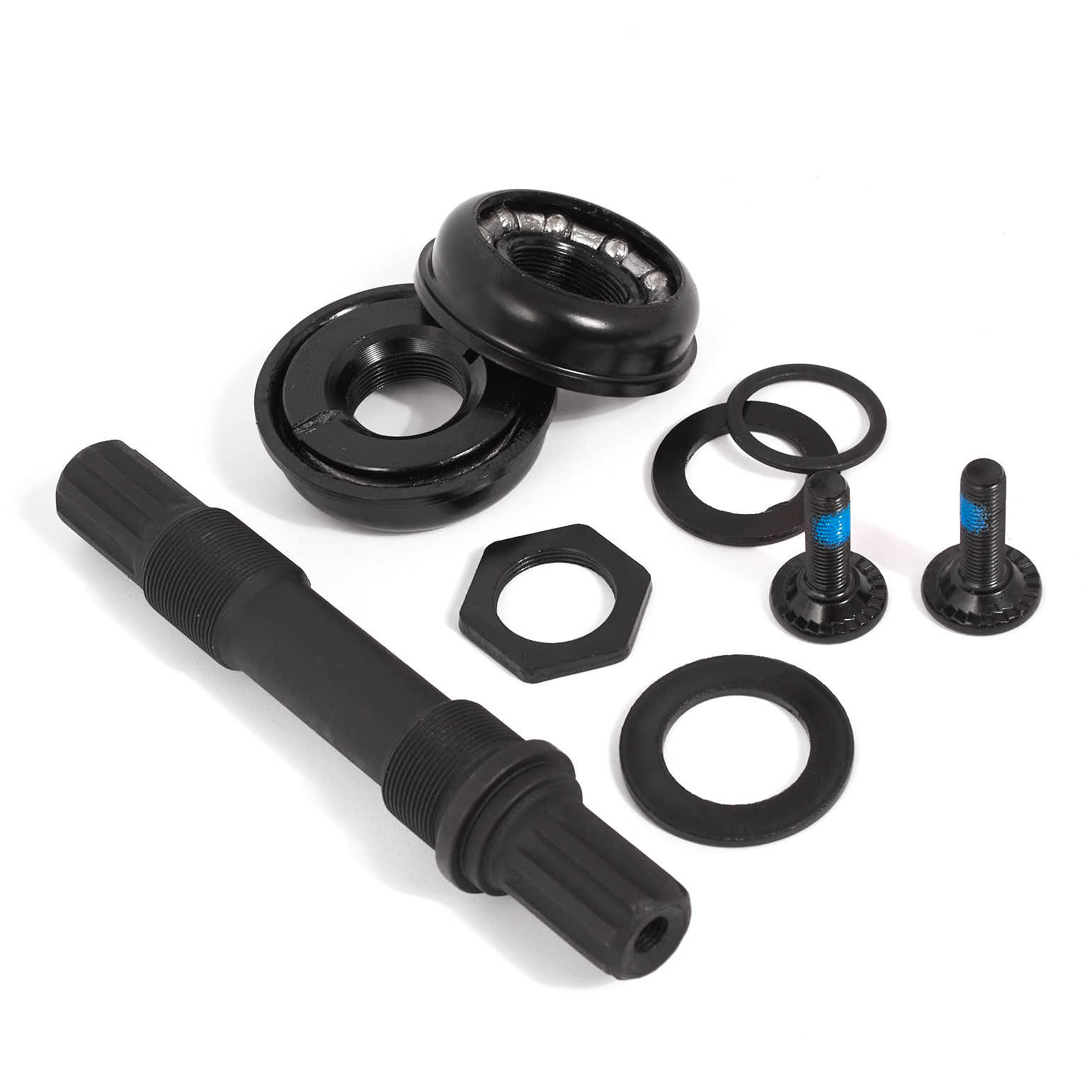 Übersicht Kurbelbestandteile mit 8 Zahn Kurbel und US BB Loose-Ball Lager